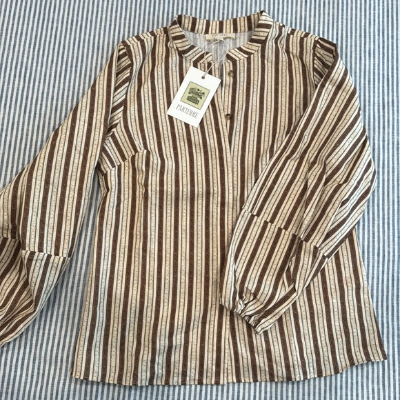 Parterre Remy Top in Brown Stripe - Picture 2 of 4
